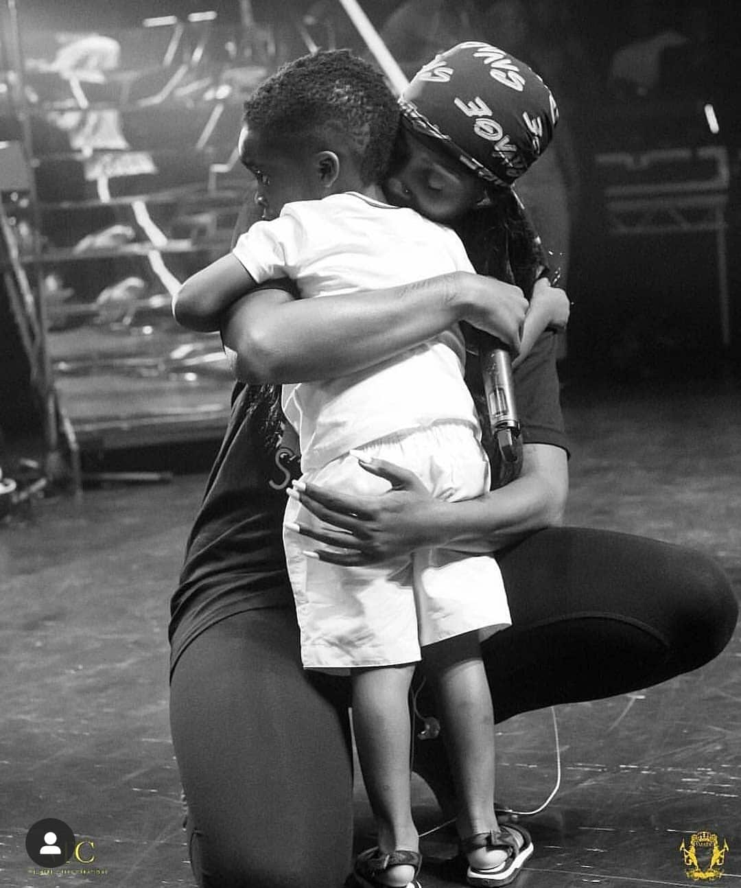 Watch Tiwa Savage Begging Her Son, Jamil For A kiss