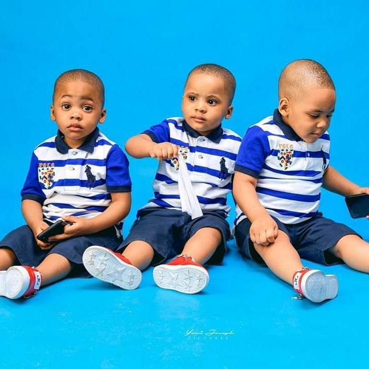 Femi Kayode's wife and triplet sons celebrate birthday