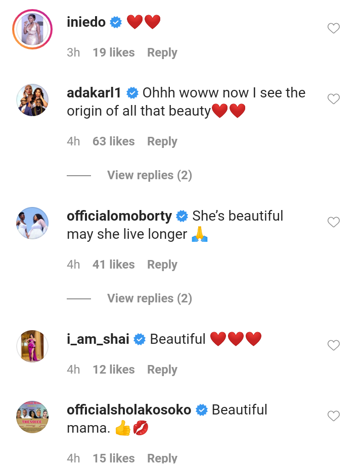 Celebrities react as Mercy Aigbe shares rare photo of her lookalike mother