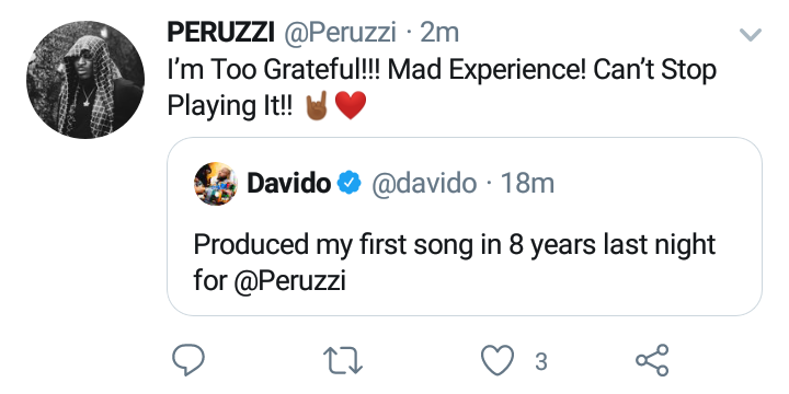 Davido turns producer on peruzzi's forthcoming song