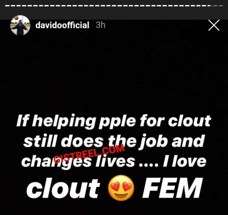 Davido reacts to being called a clout chaser