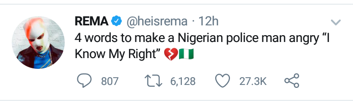 Rema reveals how to make a Nigerian police officer angry
