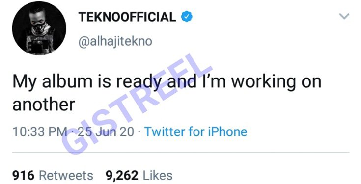 Tekno To Release 2 Albums