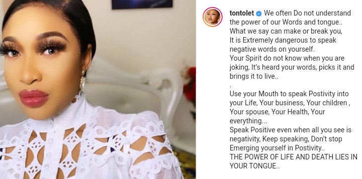 Tonto Dikeh writes on power of the tongue